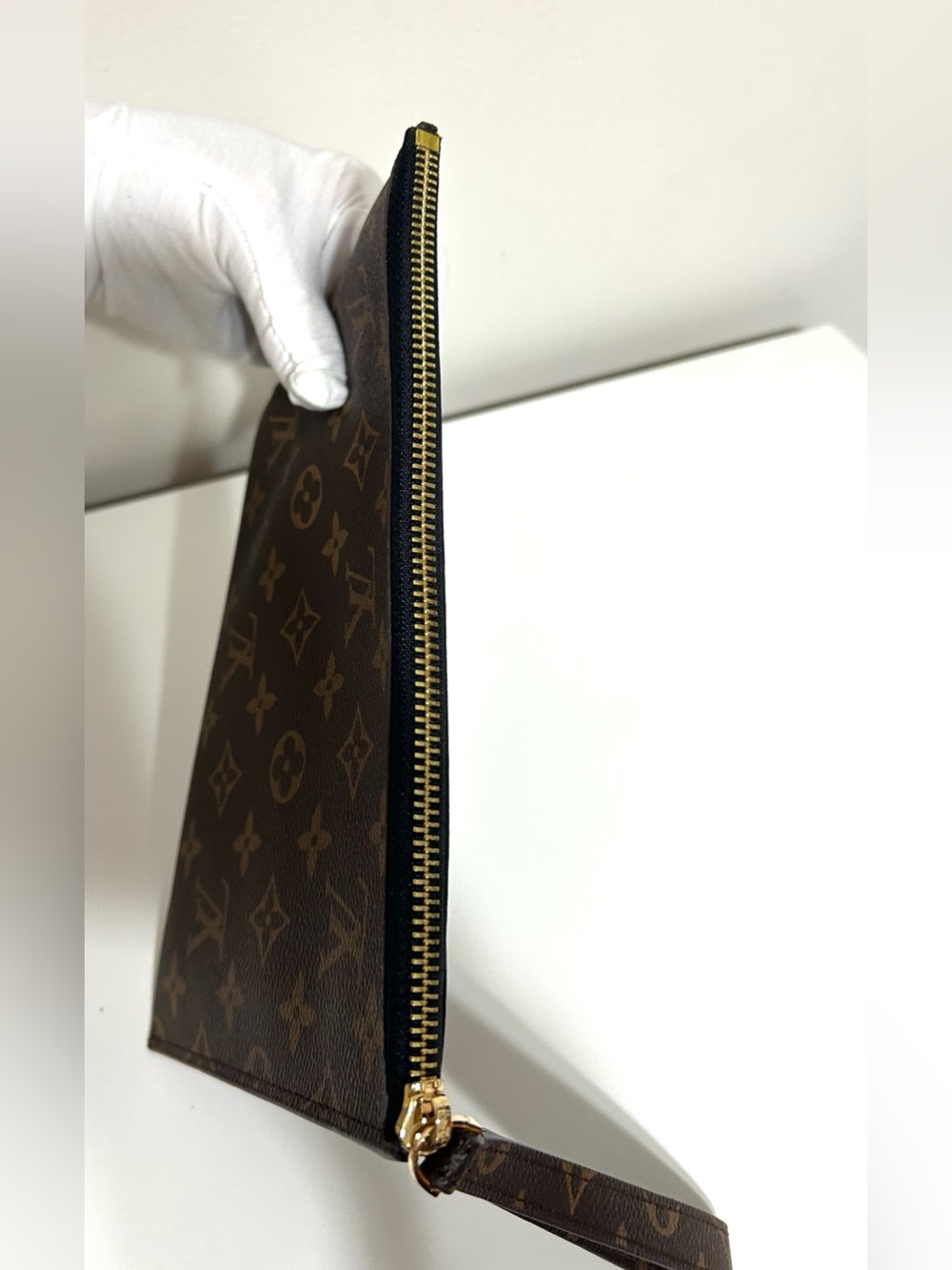 Louis Vuitton Monogram Canvas Wristlet / Clutch in Brown and Gold - Picture 7 of 10